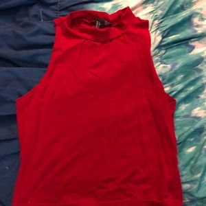 Red cropped tank top forever 21